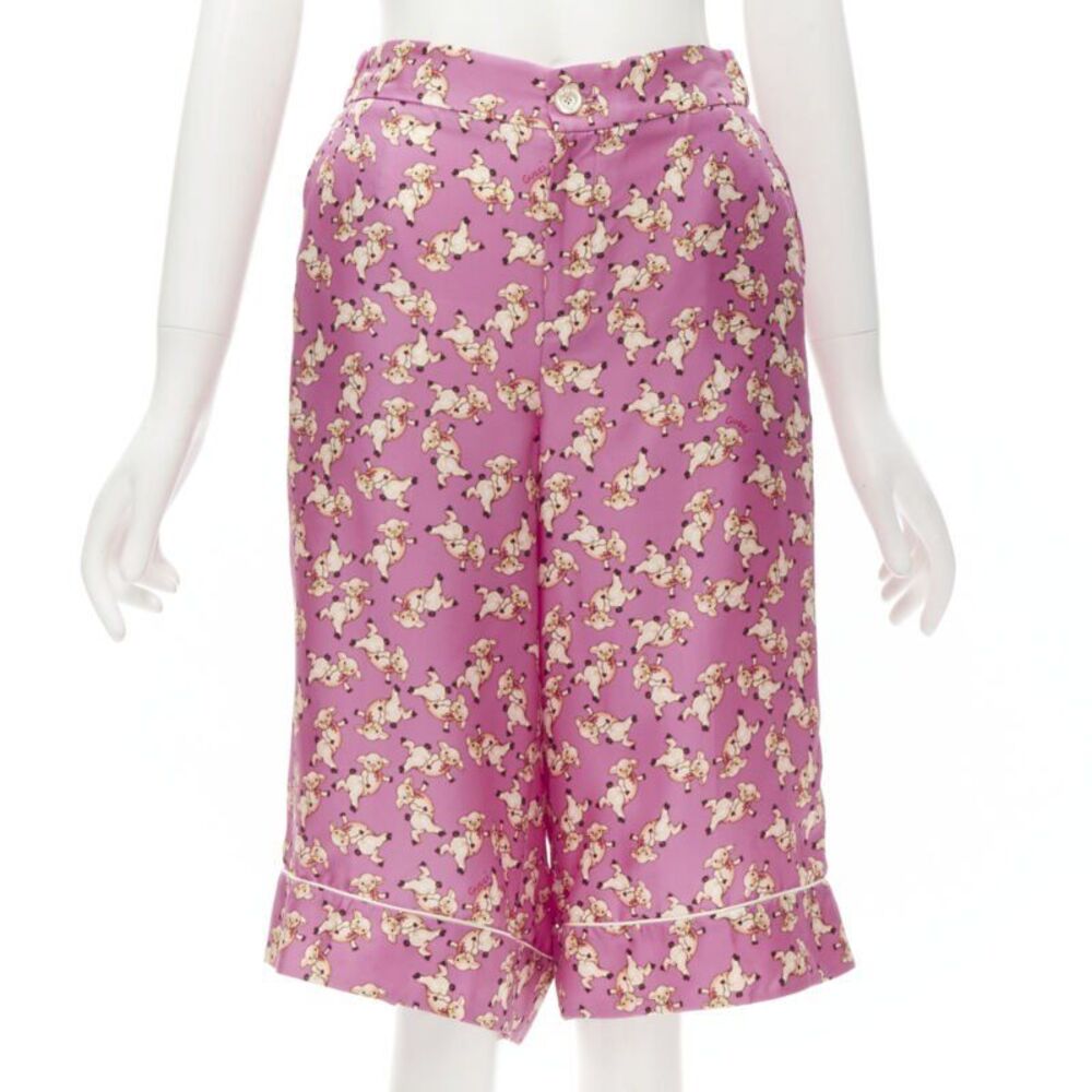 Gucci Silk Piggy Print Pajama Shorts